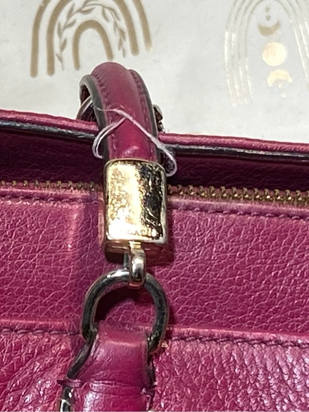 Coach Pebbled Leather Shoulder Bag - Magenta with Gold Hardware